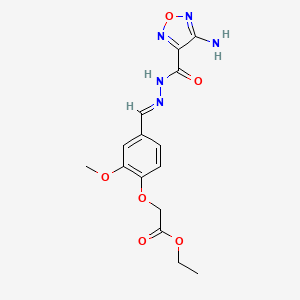 molecular formula C15H17N5O6 B3861622 ETHYL 2-{4-[(E)-{[(4-AMINO-1,2,5-OXADIAZOL-3-YL)FORMAMIDO]IMINO}METHYL]-2-METHOXYPHENOXY}ACETATE 