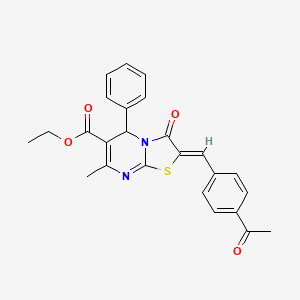 molecular formula C25H22N2O4S B3861650 ethyl (2Z)-2-[(4-acetylphenyl)methylidene]-7-methyl-3-oxo-5-phenyl-5H-[1,3]thiazolo[3,2-a]pyrimidine-6-carboxylate 