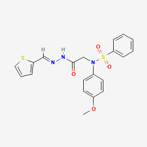 molecular formula C20H19N3O4S2 B3861682 N-(4-METHOXYPHENYL)-N-({N'-[(E)-(THIOPHEN-2-YL)METHYLIDENE]HYDRAZINECARBONYL}METHYL)BENZENESULFONAMIDE 