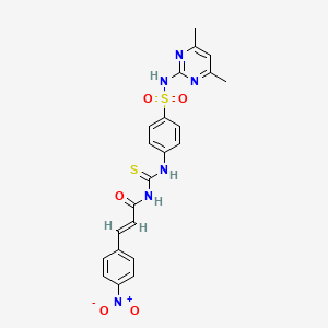 molecular formula C22H20N6O5S2 B3861720 N~1~-(4,6-DIMETHYL-2-PYRIMIDINYL)-4-[({[3-(4-NITROPHENYL)ACRYLOYL]AMINO}CARBOTHIOYL)AMINO]-1-BENZENESULFONAMIDE 