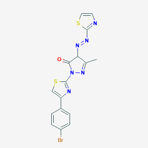 molecular formula C16H11BrN6OS2 B386189 2-[4-(4-bromophenyl)-1,3-thiazol-2-yl]-5-methyl-4-(1,3-thiazol-2-yldiazenyl)-2,4-dihydro-3H-pyrazol-3-one 