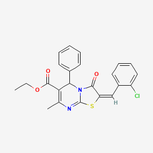 molecular formula C23H19ClN2O3S B3861971 ETHYL (2E)-2-(2-CHLOROBENZYLIDENE)-7-METHYL-3-OXO-5-PHENYL-2,3-DIHYDRO-5H-[1,3]THIAZOLO[3,2-A]PYRIMIDINE-6-CARBOXYLATE 