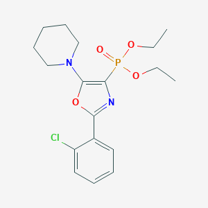 molecular formula C18H24ClN2O4P B386214 Diethyl 2-(2-chlorophenyl)-5-(1-piperidinyl)-1,3-oxazol-4-ylphosphonate 