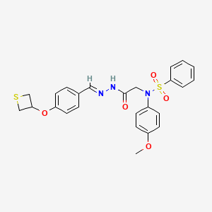 molecular formula C25H25N3O5S2 B3862207 N-(4-METHOXYPHENYL)-N-({N'-[(E)-[4-(THIETAN-3-YLOXY)PHENYL]METHYLIDENE]HYDRAZINECARBONYL}METHYL)BENZENESULFONAMIDE 