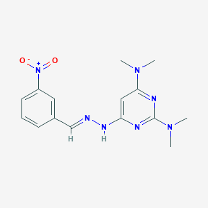 molecular formula C15H19N7O2 B3862227 N2,N2,N4,N4-TETRAMETHYL-6-[(2E)-2-[(3-NITROPHENYL)METHYLIDENE]HYDRAZIN-1-YL]PYRIMIDINE-2,4-DIAMINE 