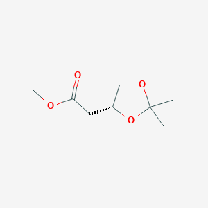 molecular formula C8H14O4 B038623 (R)-Methyl 2-(2,2-dimethyl-1,3-dioxolan-4-yl)acetate CAS No. 112031-10-4