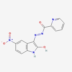 molecular formula C14H9N5O4 B3862372 N'-[(3Z)-5-nitro-2-oxo-1,2-dihydro-3H-indol-3-ylidene]pyridine-2-carbohydrazide CAS No. 5537-28-0