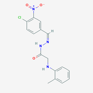 molecular formula C16H15ClN4O3 B3862428 N-[(Z)-(4-chloro-3-nitrophenyl)methylideneamino]-2-(2-methylanilino)acetamide 