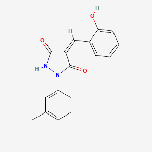 molecular formula C18H16N2O3 B3862545 (4Z)-1-(3,4-dimethylphenyl)-4-[(2-hydroxyphenyl)methylidene]pyrazolidine-3,5-dione 