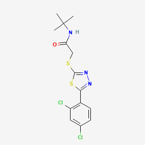molecular formula C14H15Cl2N3OS2 B3862971 N-tert-butyl-2-[[5-(2,4-dichlorophenyl)-1,3,4-thiadiazol-2-yl]sulfanyl]acetamide 