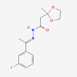 molecular formula C14H17IN2O3 B3863045 N'-[(1E)-1-(3-iodophenyl)ethylidene]-2-(2-methyl-1,3-dioxolan-2-yl)acetohydrazide 