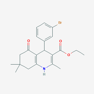 molecular formula C21H24BrNO3 B386307 Ethyl 4-(3-bromophenyl)-2,7,7-trimethyl-5-oxo-1,4,5,6,7,8-hexahydroquinoline-3-carboxylate 