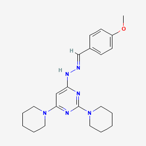 molecular formula C22H30N6O B3863070 N-[(E)-(4-methoxyphenyl)methylideneamino]-2,6-di(piperidin-1-yl)pyrimidin-4-amine 