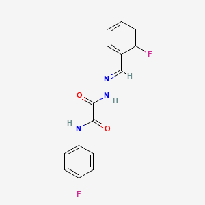 molecular formula C15H11F2N3O2 B3863316 N-(4-fluorophenyl)-N'-[(E)-(2-fluorophenyl)methylideneamino]oxamide 