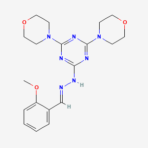 molecular formula C19H25N7O3 B3863374 N-[(E)-(2-methoxyphenyl)methylideneamino]-4,6-dimorpholin-4-yl-1,3,5-triazin-2-amine 