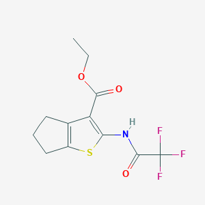molecular formula C12H12F3NO3S B386350 ethyl 2-[(trifluoroacetyl)amino]-5,6-dihydro-4H-cyclopenta[b]thiophene-3-carboxylate CAS No. 314282-52-5