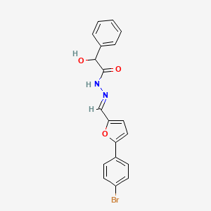 molecular formula C19H15BrN2O3 B3863511 N'-{(E)-[5-(4-bromophenyl)furan-2-yl]methylidene}-2-hydroxy-2-phenylacetohydrazide 