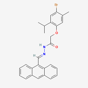 molecular formula C27H25BrN2O2 B3863532 N-[(E)-anthracen-9-ylmethylideneamino]-2-(4-bromo-5-methyl-2-propan-2-ylphenoxy)acetamide 
