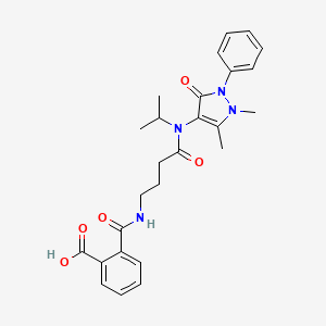 molecular formula C26H30N4O5 B3863747 2-[[4-[(1,5-Dimethyl-3-oxo-2-phenylpyrazol-4-yl)-propan-2-ylamino]-4-oxobutyl]carbamoyl]benzoic acid 