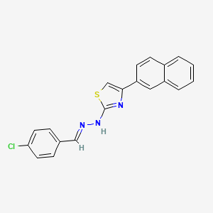 molecular formula C20H14ClN3S B3863932 N-[(E)-(4-chlorophenyl)methylideneamino]-4-naphthalen-2-yl-1,3-thiazol-2-amine 