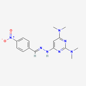 molecular formula C15H19N7O2 B3864126 N,N,N',N'-tetramethyl-6-[(2E)-2-(4-nitrobenzylidene)hydrazinyl]pyrimidine-2,4-diamine 