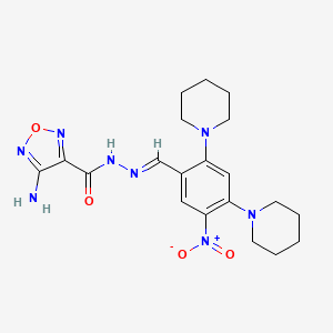 molecular formula C20H26N8O4 B3864216 4-amino-N-[(E)-[5-nitro-2,4-di(piperidin-1-yl)phenyl]methylideneamino]-1,2,5-oxadiazole-3-carboxamide 