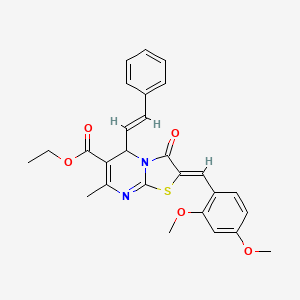 molecular formula C27H26N2O5S B3864385 ethyl (2Z)-2-[(2,4-dimethoxyphenyl)methylidene]-7-methyl-3-oxo-5-[(E)-2-phenylethenyl]-5H-[1,3]thiazolo[3,2-a]pyrimidine-6-carboxylate 
