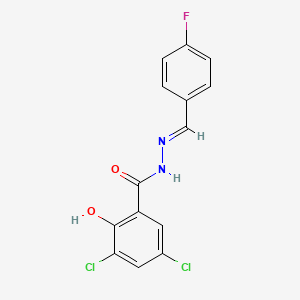 molecular formula C14H9Cl2FN2O2 B3864472 3,5-dichloro-N'-[(E)-(4-fluorophenyl)methylidene]-2-hydroxybenzohydrazide 