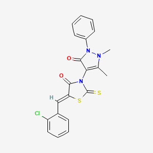 molecular formula C21H16ClN3O2S2 B3864516 (5Z)-5-(2-chlorobenzylidene)-3-(1,5-dimethyl-3-oxo-2-phenyl-2,3-dihydro-1H-pyrazol-4-yl)-2-thioxo-1,3-thiazolidin-4-one 