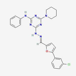 molecular formula C25H24ClN7O B3864652 4-[(2E)-2-{[5-(3-CHLOROPHENYL)FURAN-2-YL]METHYLIDENE}HYDRAZIN-1-YL]-N-PHENYL-6-(PIPERIDIN-1-YL)-1,3,5-TRIAZIN-2-AMINE 