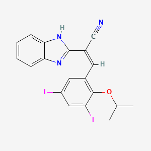 molecular formula C19H15I2N3O B3864675 (Z)-2-(1H-benzimidazol-2-yl)-3-(3,5-diiodo-2-propan-2-yloxyphenyl)prop-2-enenitrile 