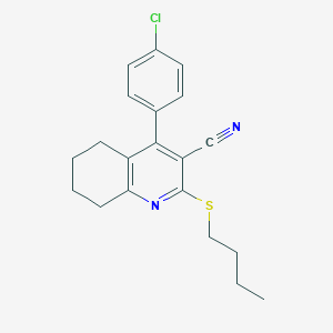 molecular formula C20H21ClN2S B386472 2-(Butylsulfanyl)-4-(4-chlorophenyl)-5,6,7,8-tetrahydro-3-quinolinecarbonitrile 