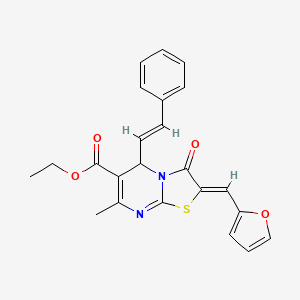 molecular formula C23H20N2O4S B3864902 ethyl (2Z)-2-(furan-2-ylmethylidene)-7-methyl-3-oxo-5-[(E)-2-phenylethenyl]-5H-[1,3]thiazolo[3,2-a]pyrimidine-6-carboxylate 