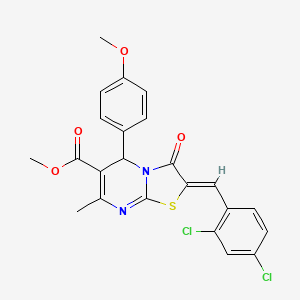 molecular formula C23H18Cl2N2O4S B3864925 METHYL (2Z)-2-[(2,4-DICHLOROPHENYL)METHYLIDENE]-5-(4-METHOXYPHENYL)-7-METHYL-3-OXO-2H,3H,5H-[1,3]THIAZOLO[3,2-A]PYRIMIDINE-6-CARBOXYLATE 