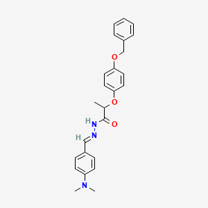molecular formula C25H27N3O3 B3865239 N-[(E)-[4-(dimethylamino)phenyl]methylideneamino]-2-(4-phenylmethoxyphenoxy)propanamide 