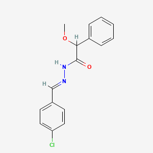 molecular formula C16H15ClN2O2 B3865247 N-[(E)-(4-chlorophenyl)methylideneamino]-2-methoxy-2-phenylacetamide 