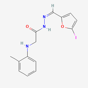 molecular formula C14H14IN3O2 B3865419 N-[(Z)-(5-iodofuran-2-yl)methylideneamino]-2-(2-methylanilino)acetamide 