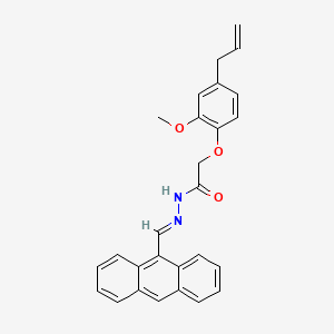molecular formula C27H24N2O3 B3865544 N-[(E)-anthracen-9-ylmethylideneamino]-2-(2-methoxy-4-prop-2-enylphenoxy)acetamide 