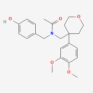 molecular formula C23H29NO5 B3865685 N-[[4-(3,4-dimethoxyphenyl)oxan-4-yl]methyl]-N-[(4-hydroxyphenyl)methyl]acetamide 