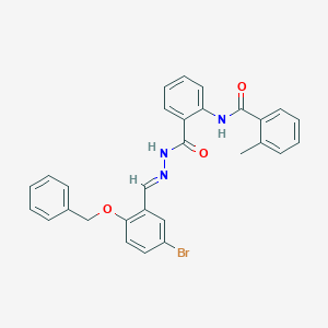 molecular formula C29H24BrN3O3 B386570 N-[2-({2-[2-(benzyloxy)-5-bromobenzylidene]hydrazino}carbonyl)phenyl]-2-methylbenzamide 