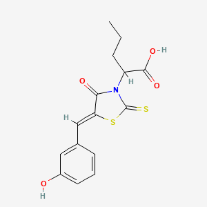 B3865761 2-[5-(3-hydroxybenzylidene)-4-oxo-2-thioxo-1,3-thiazolidin-3-yl]pentanoic acid CAS No. 5555-65-7