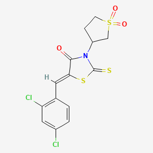 molecular formula C14H11Cl2NO3S3 B3865769 (Z)-5-(2,4-dichlorobenzylidene)-3-(1,1-dioxidotetrahydrothiophen-3-yl)-2-thioxothiazolidin-4-one 