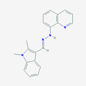 molecular formula C20H18N4 B386586 N-[(E)-(1,2-dimethylindol-3-yl)methylideneamino]quinolin-8-amine 