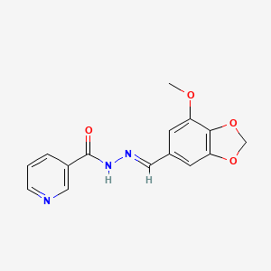 molecular formula C15H13N3O4 B3865908 N'-[(E)-(7-Methoxy-2H-1,3-benzodioxol-5-YL)methylidene]pyridine-3-carbohydrazide 