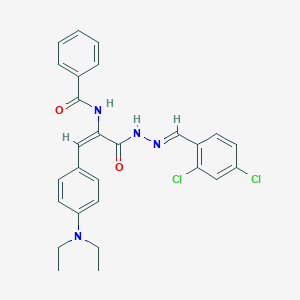 molecular formula C27H26Cl2N4O2 B386613 N-{1-{[2-(2,4-dichlorobenzylidene)hydrazino]carbonyl}-2-[4-(diethylamino)phenyl]vinyl}benzamide 