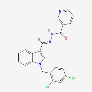 molecular formula C22H16Cl2N4O B3866179 N'-[(E)-{1-[(2,4-DICHLOROPHENYL)METHYL]-1H-INDOL-3-YL}METHYLIDENE]PYRIDINE-3-CARBOHYDRAZIDE 
