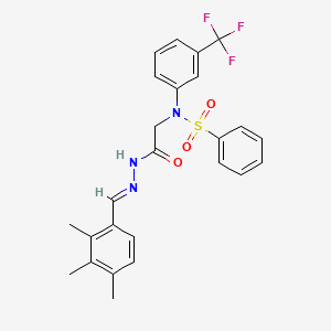 molecular formula C25H24F3N3O3S B3866366 N-[3-(TRIFLUOROMETHYL)PHENYL]-N-({N'-[(E)-(2,3,4-TRIMETHYLPHENYL)METHYLIDENE]HYDRAZINECARBONYL}METHYL)BENZENESULFONAMIDE 