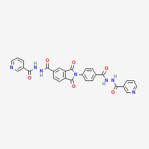 molecular formula C28H19N7O6 B3866428 N'-(4-{1,3-dioxo-5-[(pyridin-3-ylformohydrazido)carbonyl]isoindol-2-yl}benzoyl)pyridine-3-carbohydrazide 