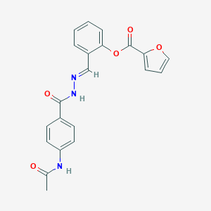 molecular formula C21H17N3O5 B386649 2-{2-[4-(Acetylamino)benzoyl]carbohydrazonoyl}phenyl 2-furoate 