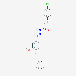 molecular formula C23H21ClN2O3S B386650 N'-[4-(benzyloxy)-3-methoxybenzylidene]-2-[(4-chlorophenyl)sulfanyl]acetohydrazide 